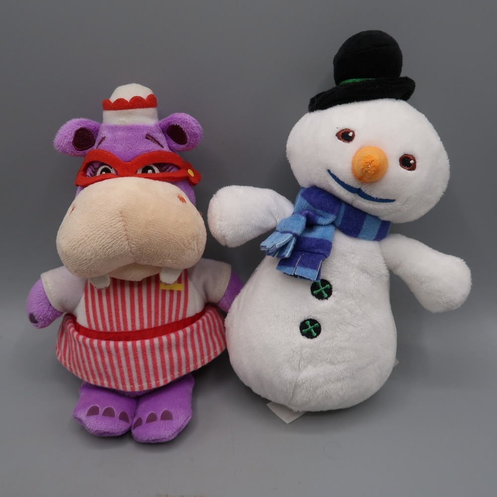 Disney Doc McStuffins Plush Snowman Chilly & Hippo Hallie Stuffed Toy Lot Friend